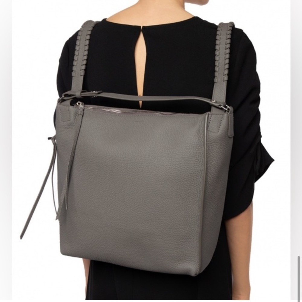 All Saints Charcoal Leather Backpack